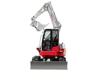 Rot-weißer Hüllkreisbagger