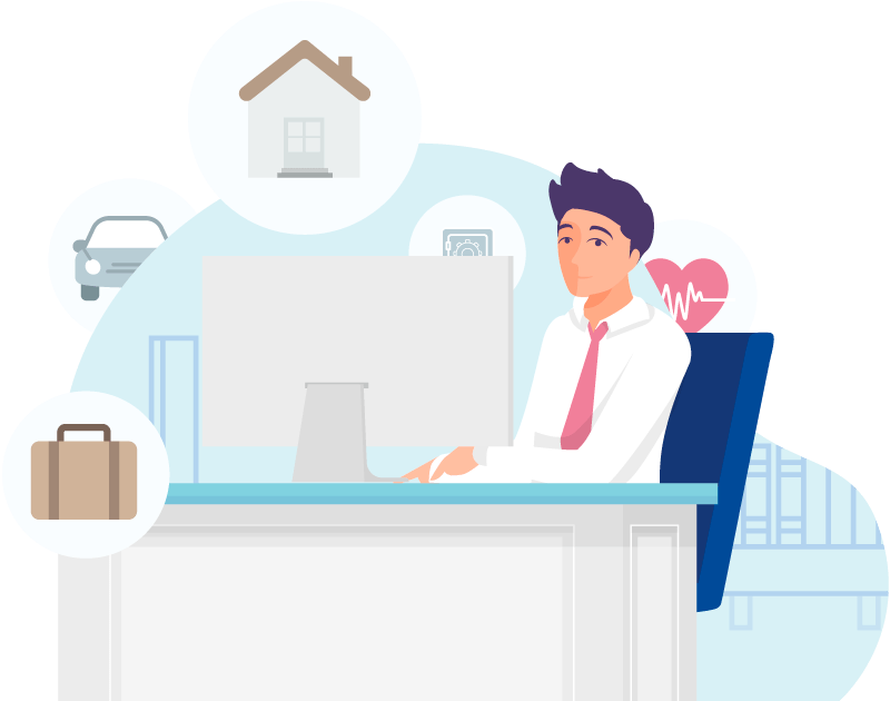 Bild ein Mann sitzt am Schreibtisch